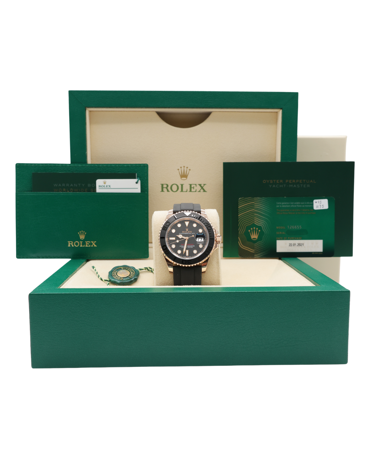 Rolex Yacht-Master Black Dial on Oysterflex 126655 Complete 2021