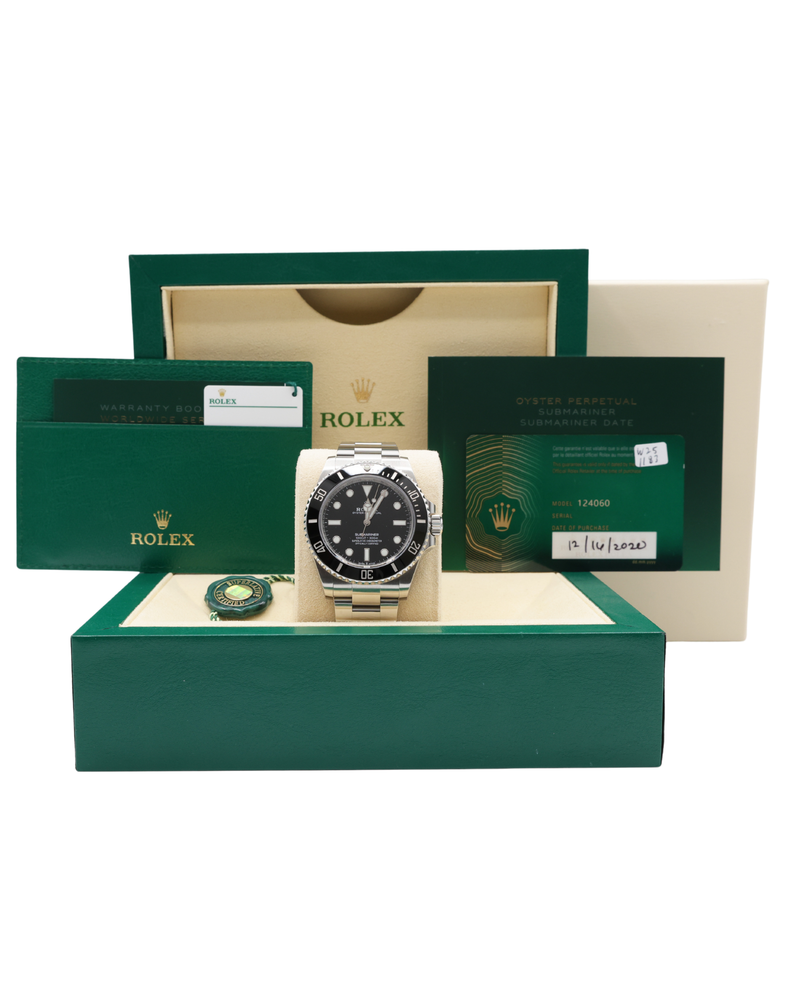 Rolex Submariner No-Date Black Dial on Oyster 124060 Complete 2020