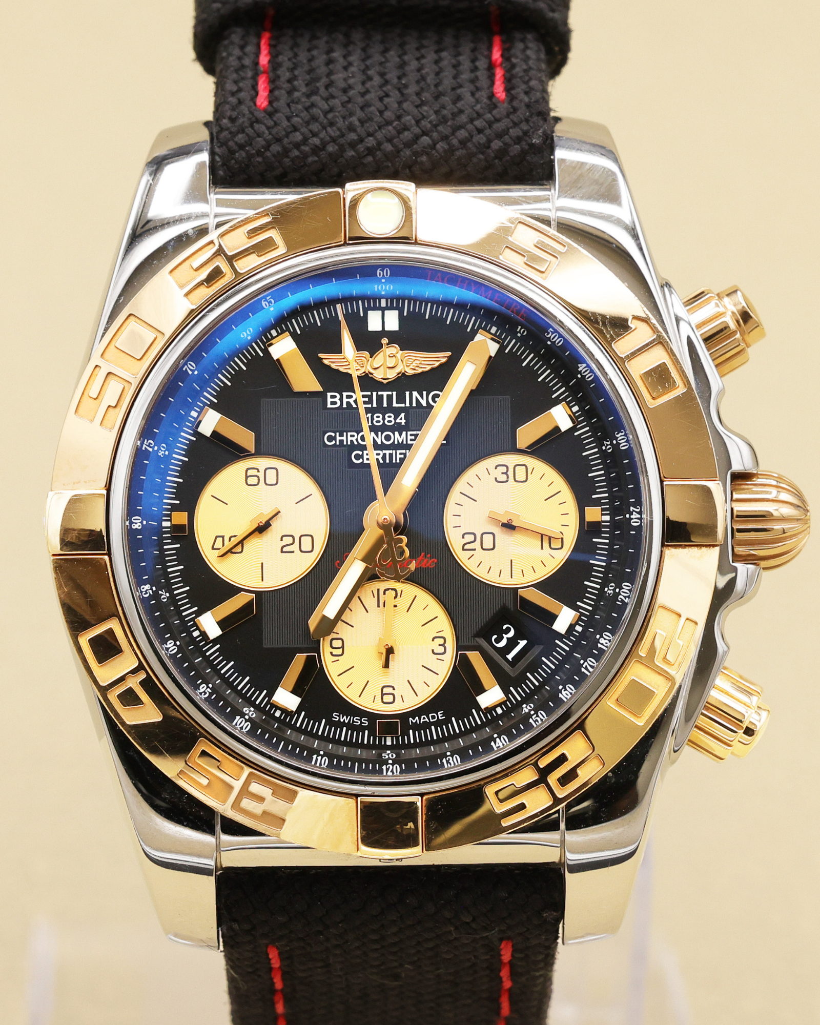 Breitling Chronomat Blue Dial on Strap CB011012/B968 Complete 2015