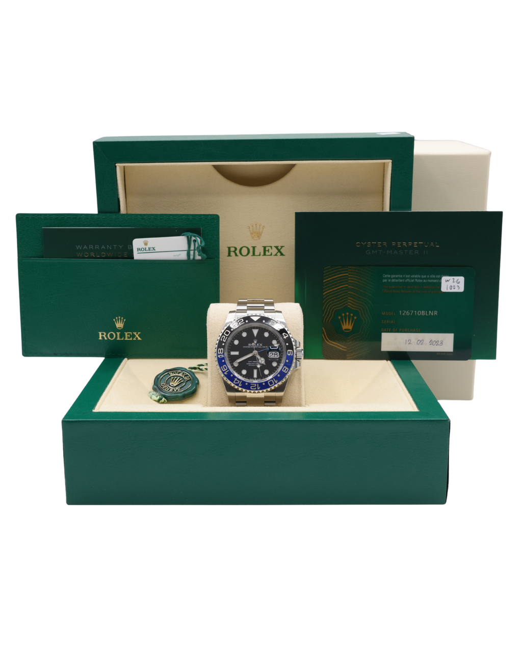 Rolex GMT-Master II Batman Black Dial on Oyster 126710BLNR Complete 2023