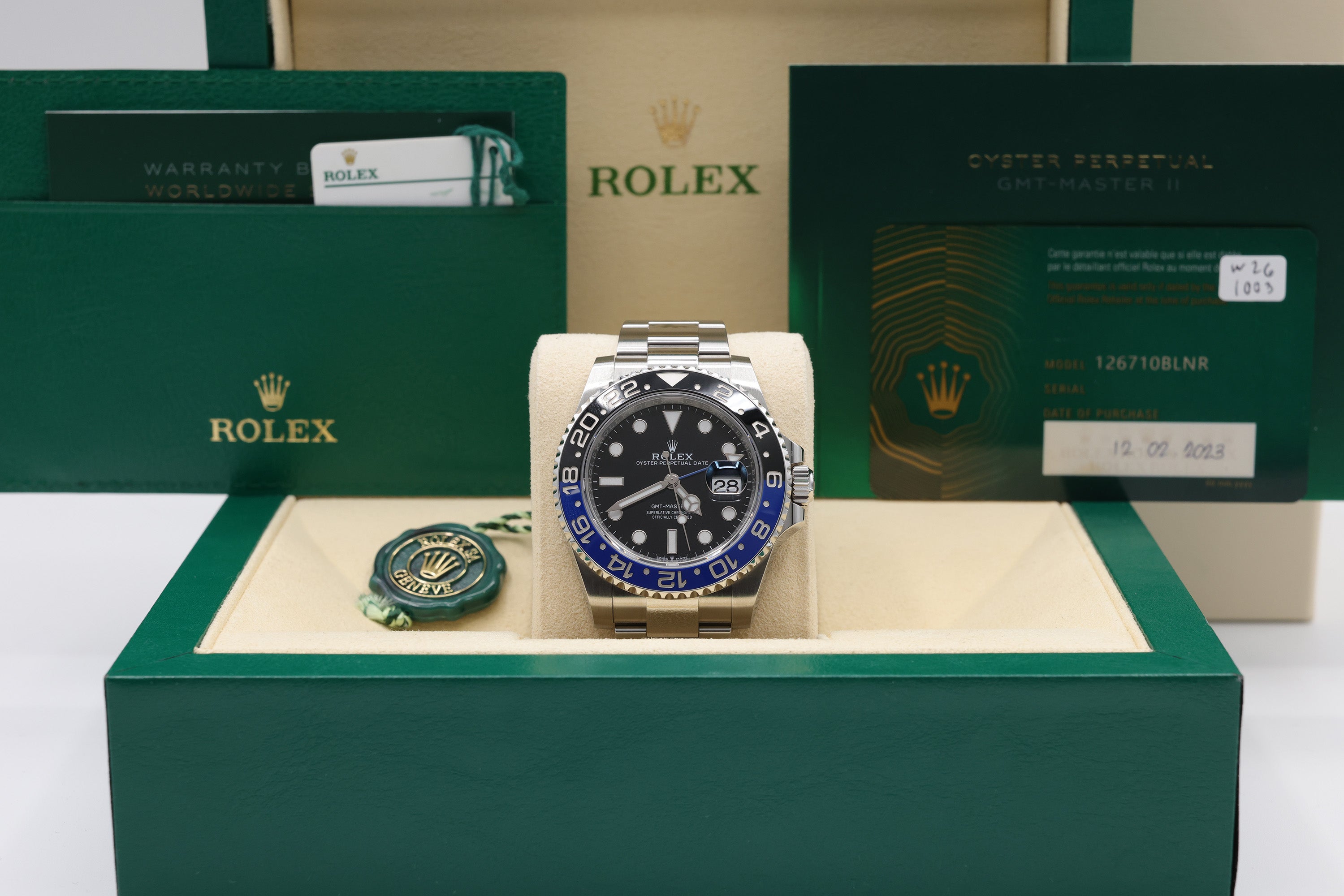 Rolex GMT-Master II Batman Black Dial on Oyster 126710BLNR Complete 2023
