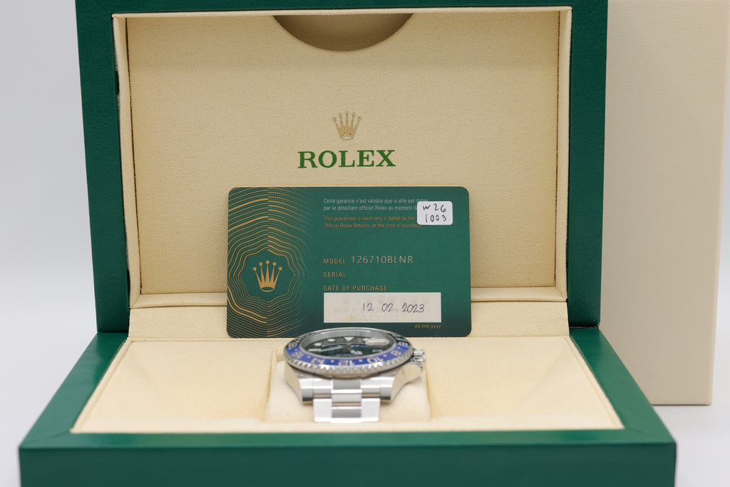 Rolex GMT-Master II Batman Black Dial on Oyster 126710BLNR Complete 2023