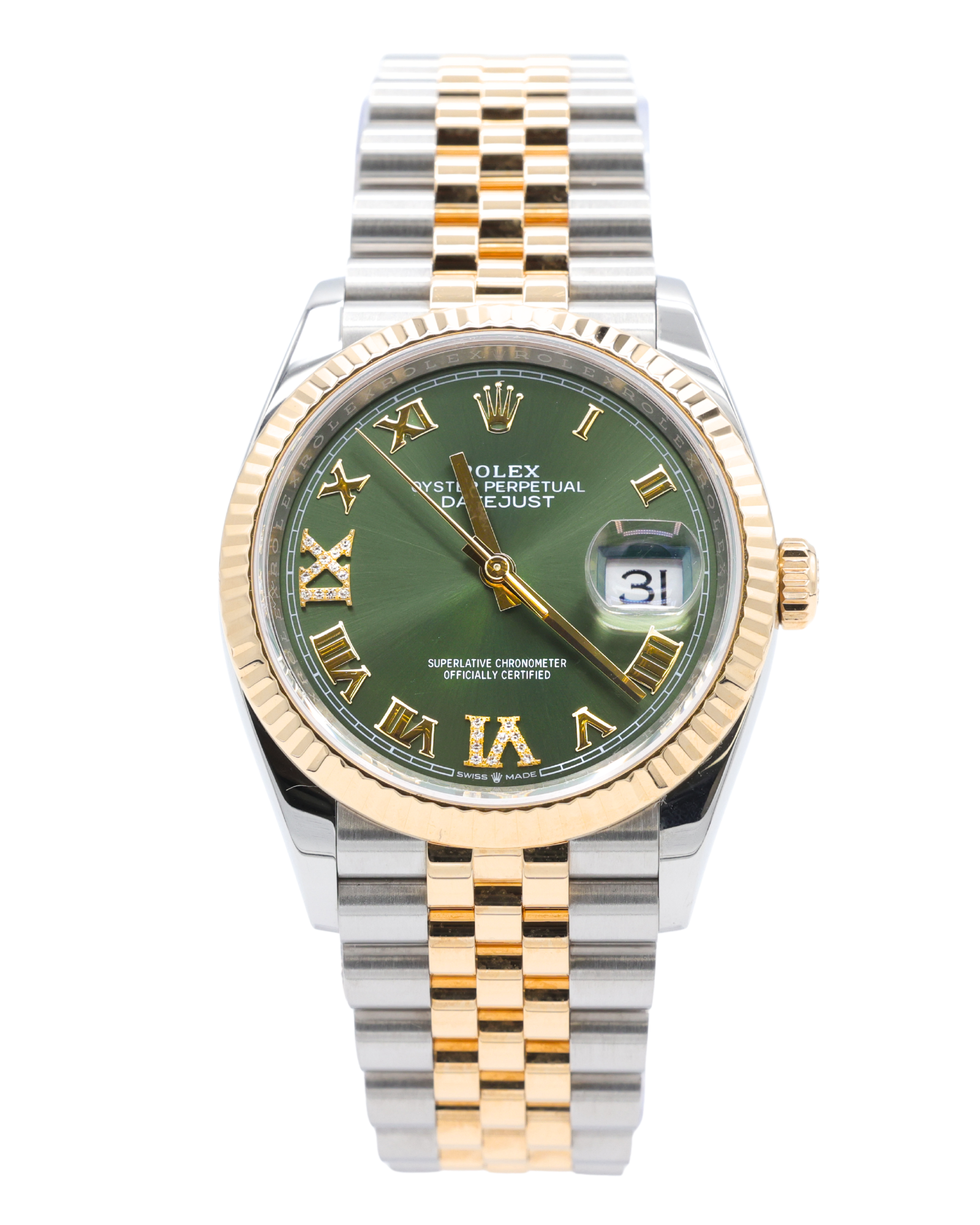 Rolex Datejust Olive Green Roman Dial on Jubilee 126233 Complete 2020