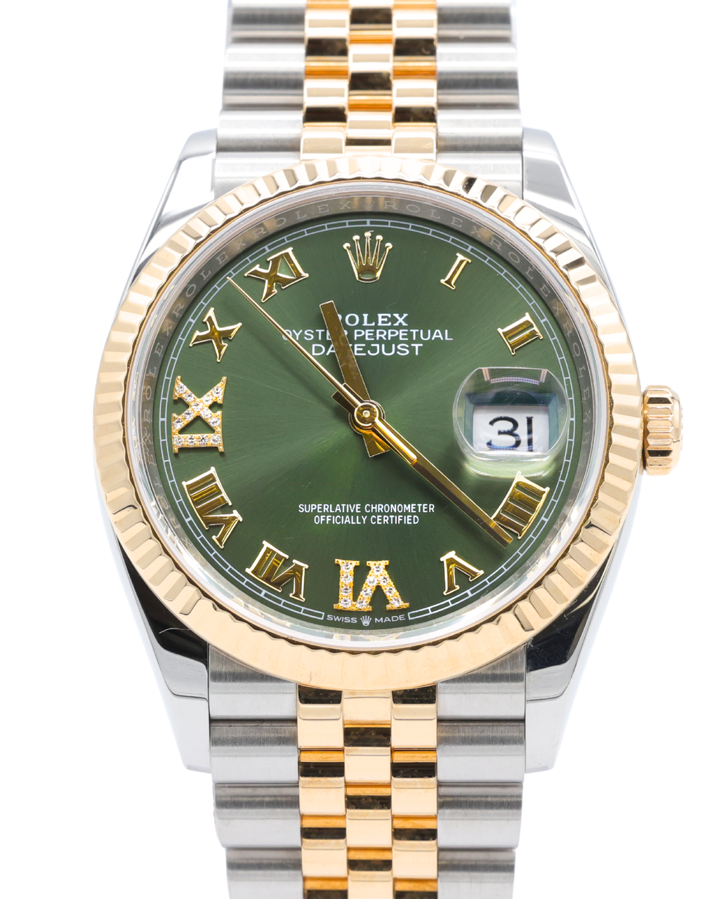 Rolex Datejust Olive Green Roman Dial on Jubilee 126233 Complete 2020