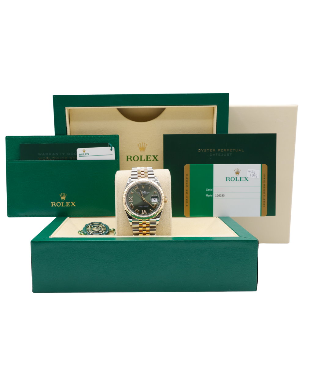 Rolex Datejust Olive Green Roman Dial on Jubilee 126233 Complete 2020
