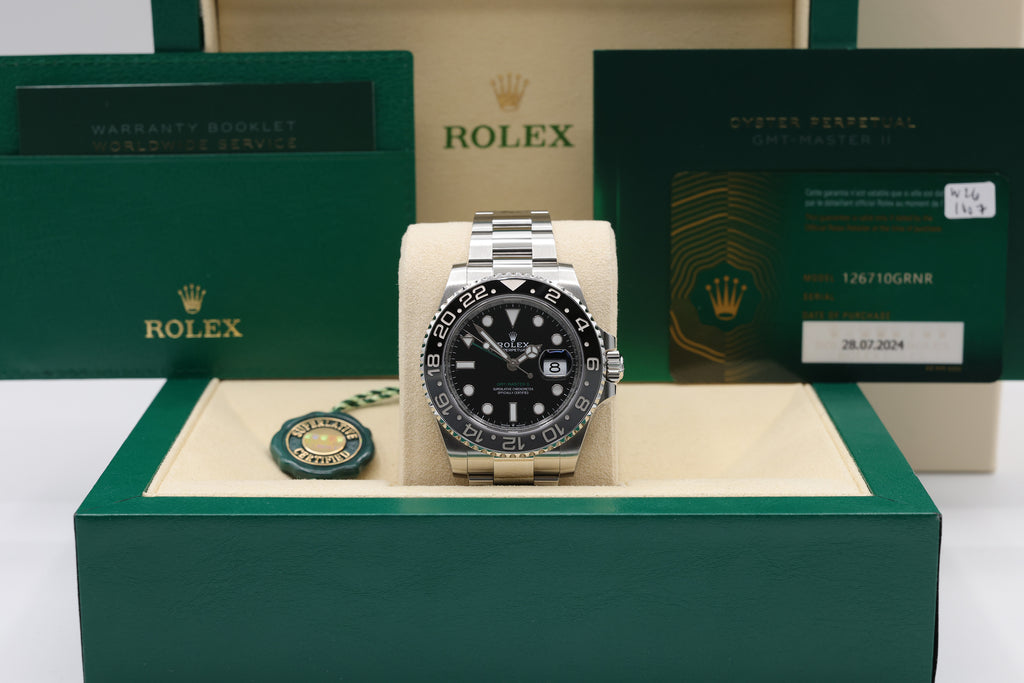 Rolex GMT-Master II Bruce Wayne Black Dial on Oyster 126710GRNR Complete 2024