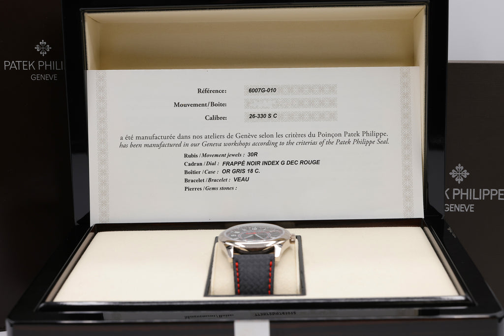 Patek Philippe Calatrava - Date - Sweep Seconds Ebony Black Dial on Strap 6007G-010 Complete 2024