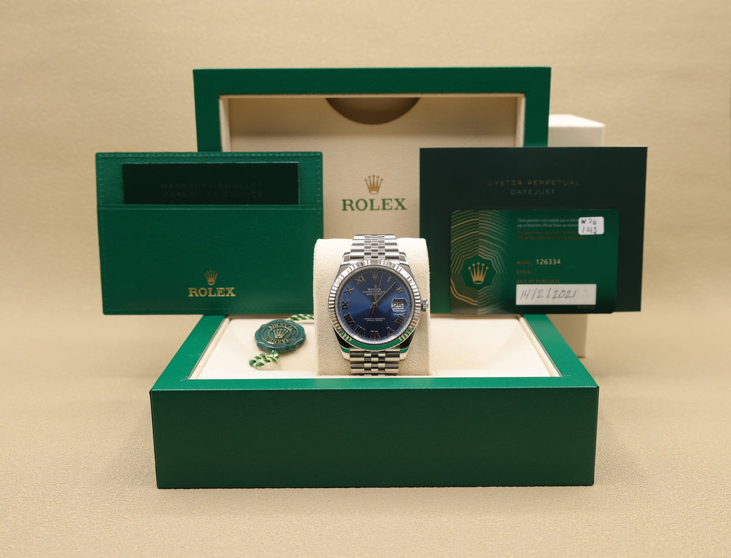 Rolex Datejust 41 Blue Roman Dial on Jubilee 126334 Complete 2021