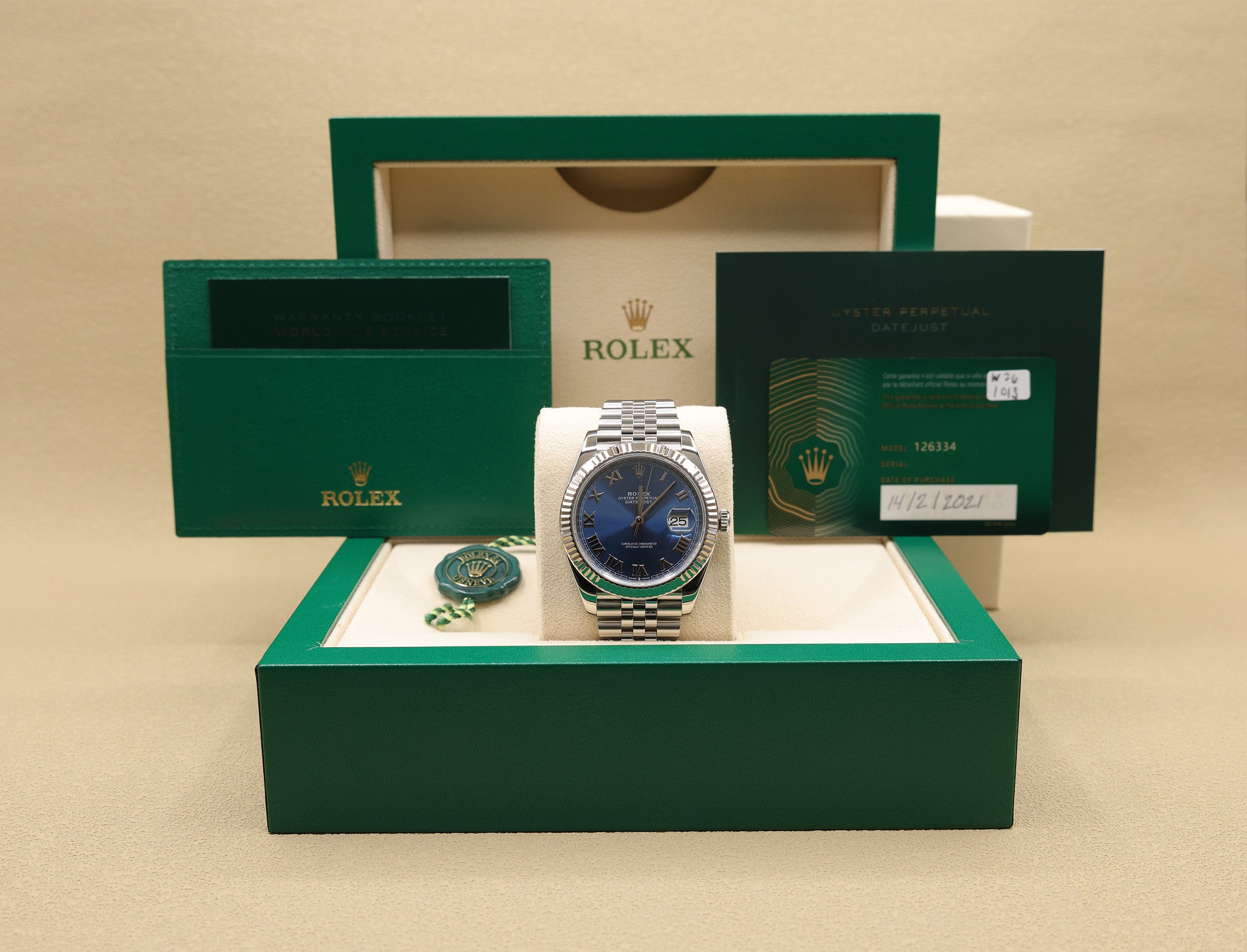Rolex Datejust 41 Blue Roman Dial on Jubilee 126334 Complete 2021