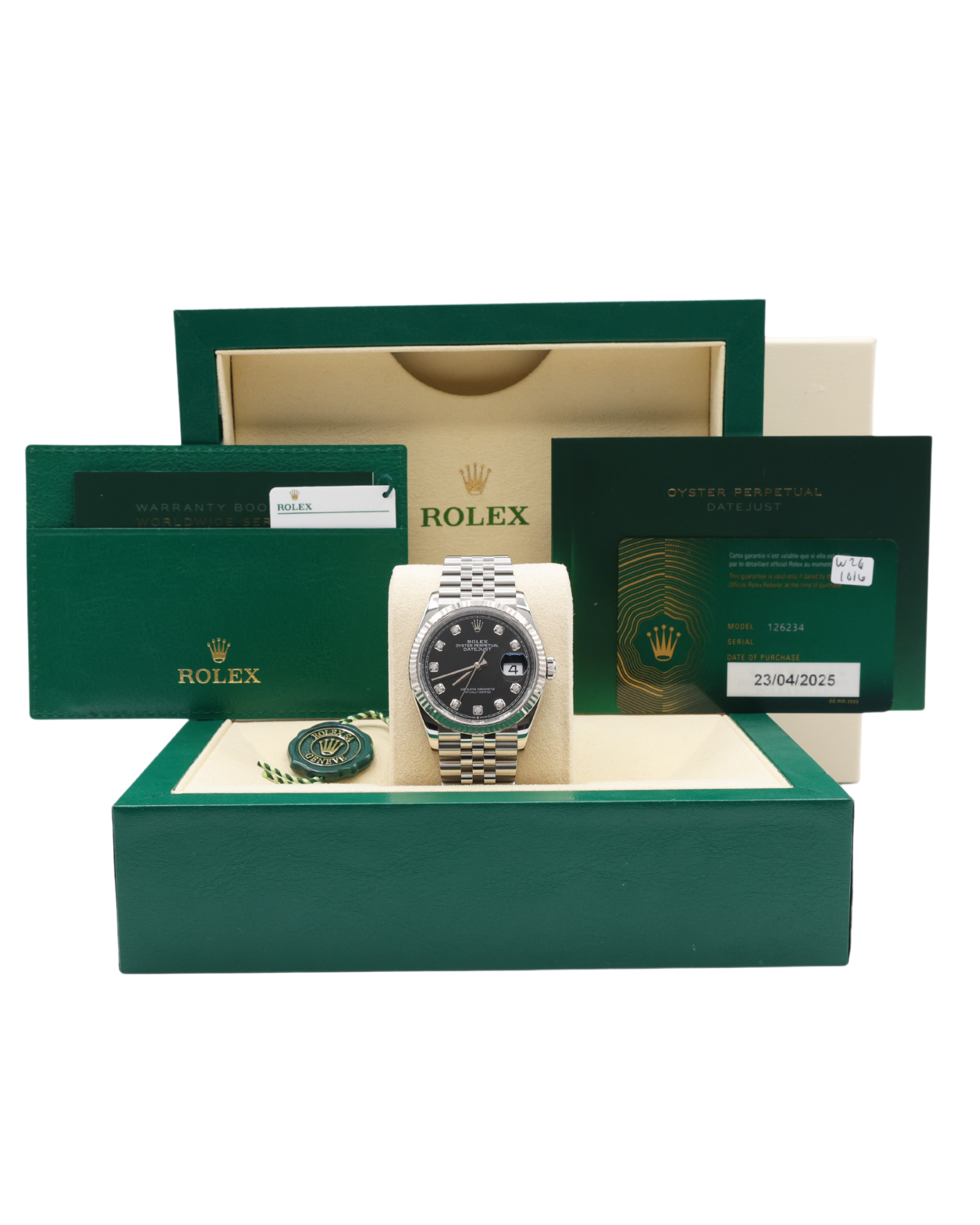 Rolex Datejust 36 Black Diamond Dial on Jubilee 126234 Complete 2025