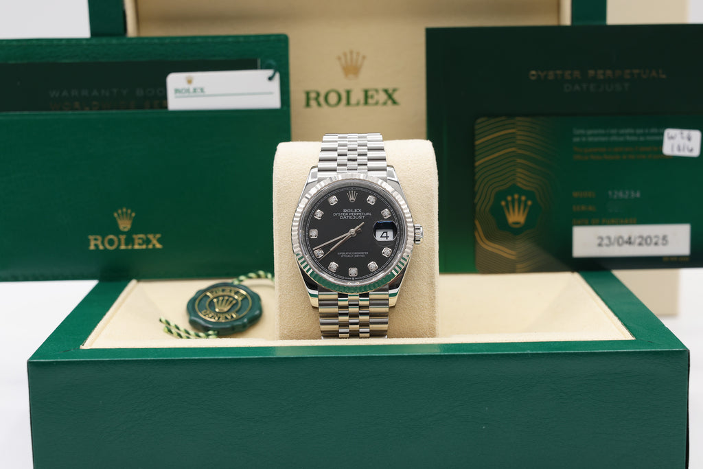 Rolex Datejust 36 Black Diamond Dial on Jubilee 126234 Complete 2025