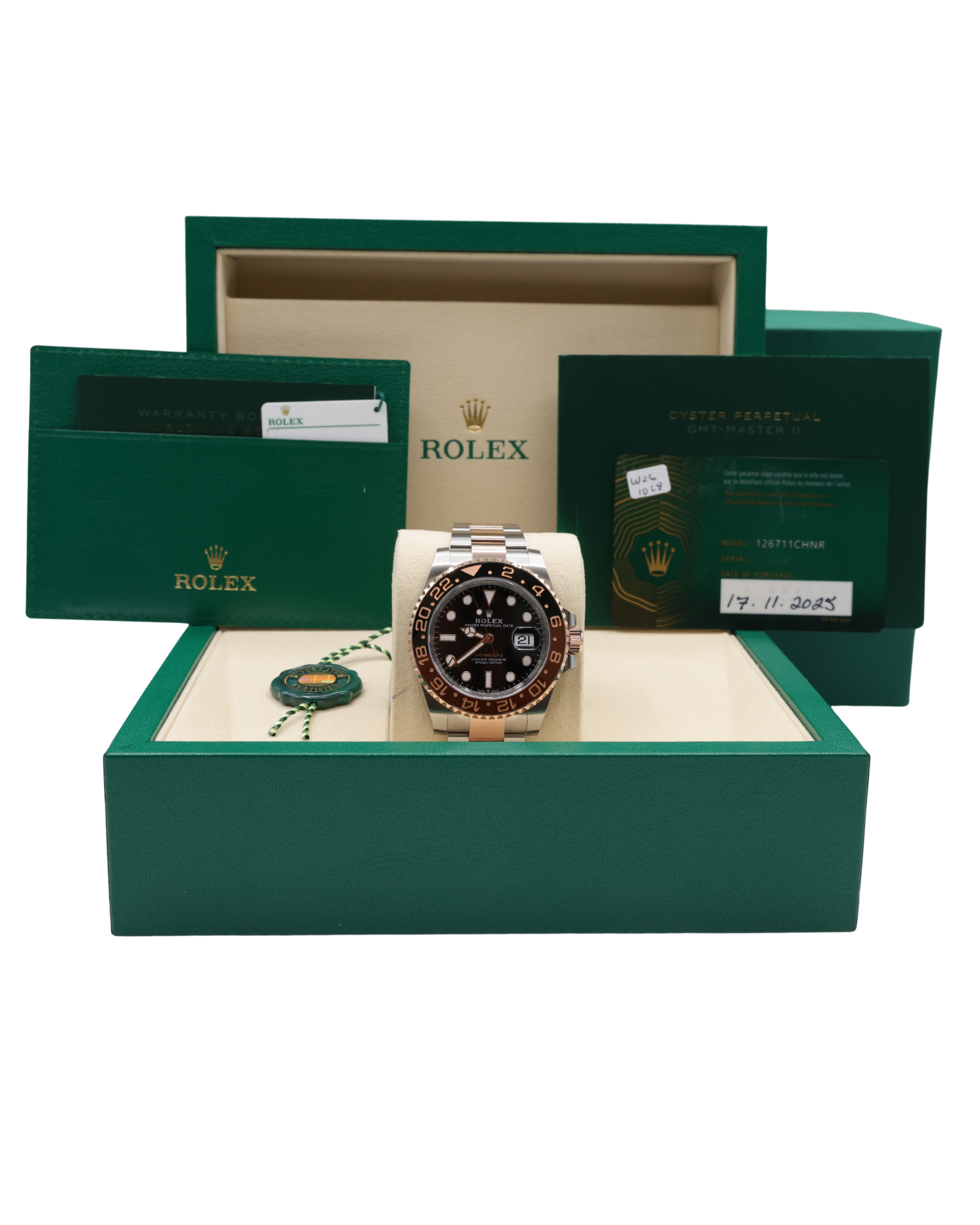 Rolex GMT-Master II "Root Beer" Black Dial on Oyster 126711CHNR Complete 2025