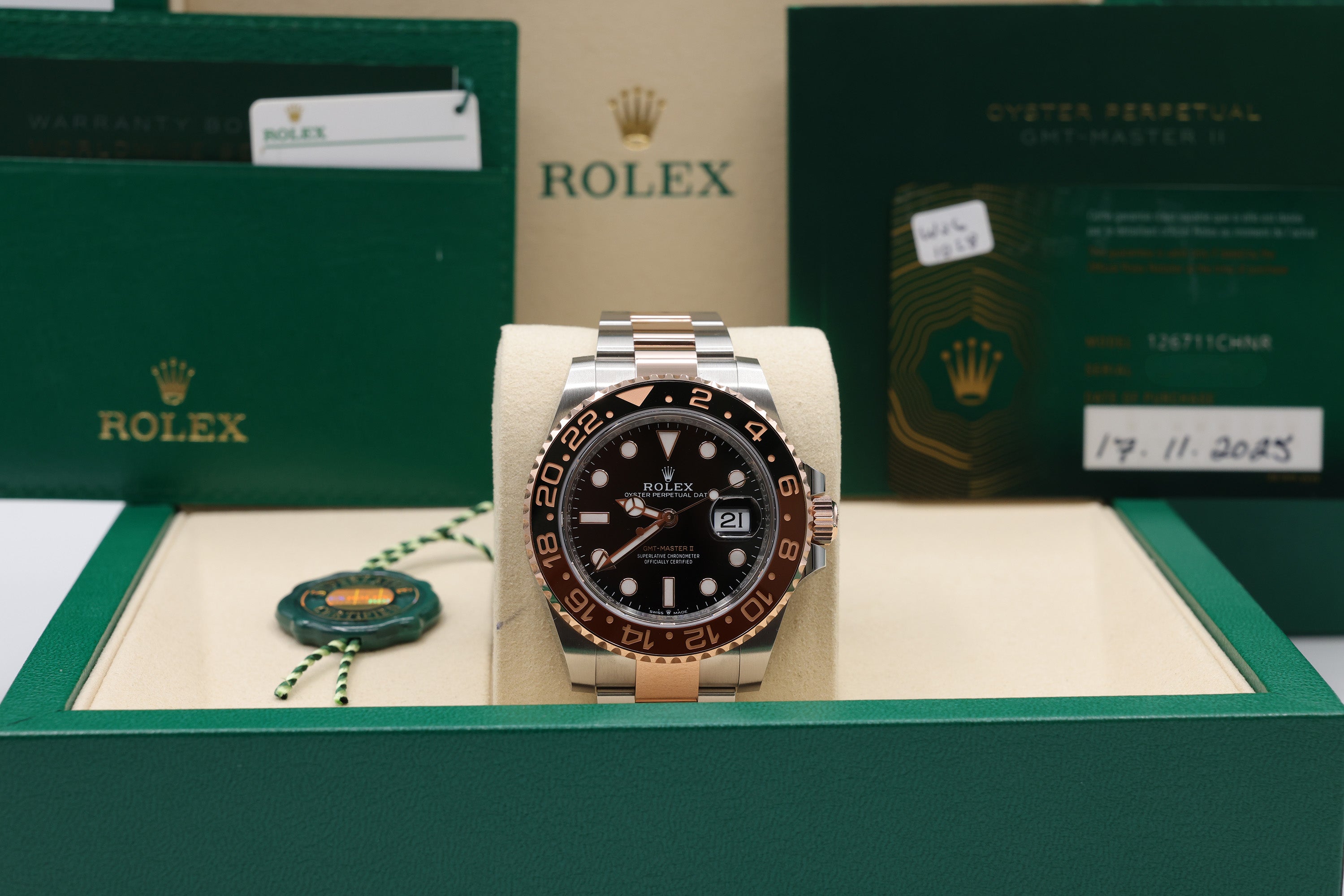 Rolex GMT-Master II "Root Beer" Black Dial on Oyster 126711CHNR Complete 2025