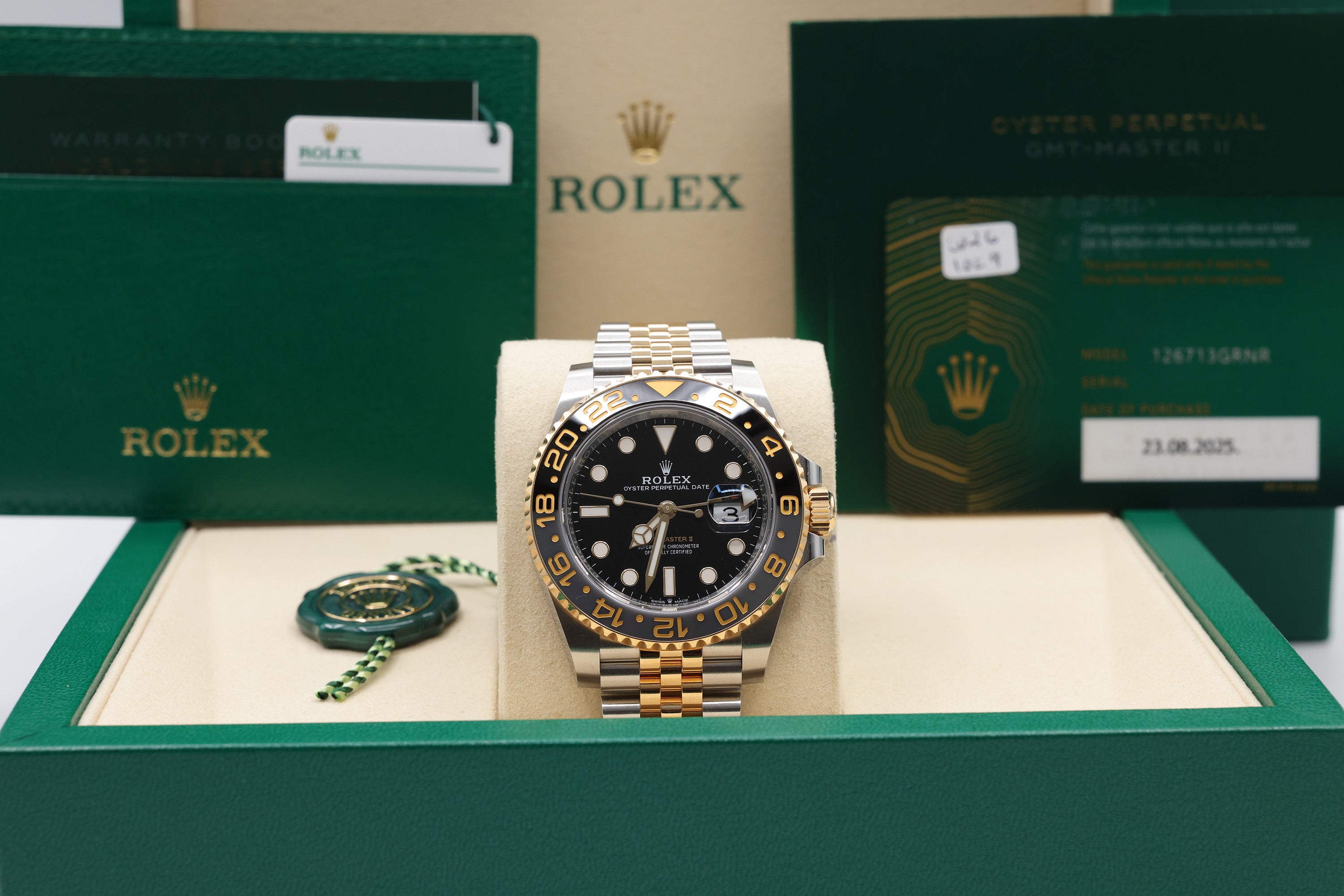 Rolex GMT-Master II Black Dial on Jubilee 126713GRNR Complete 2025