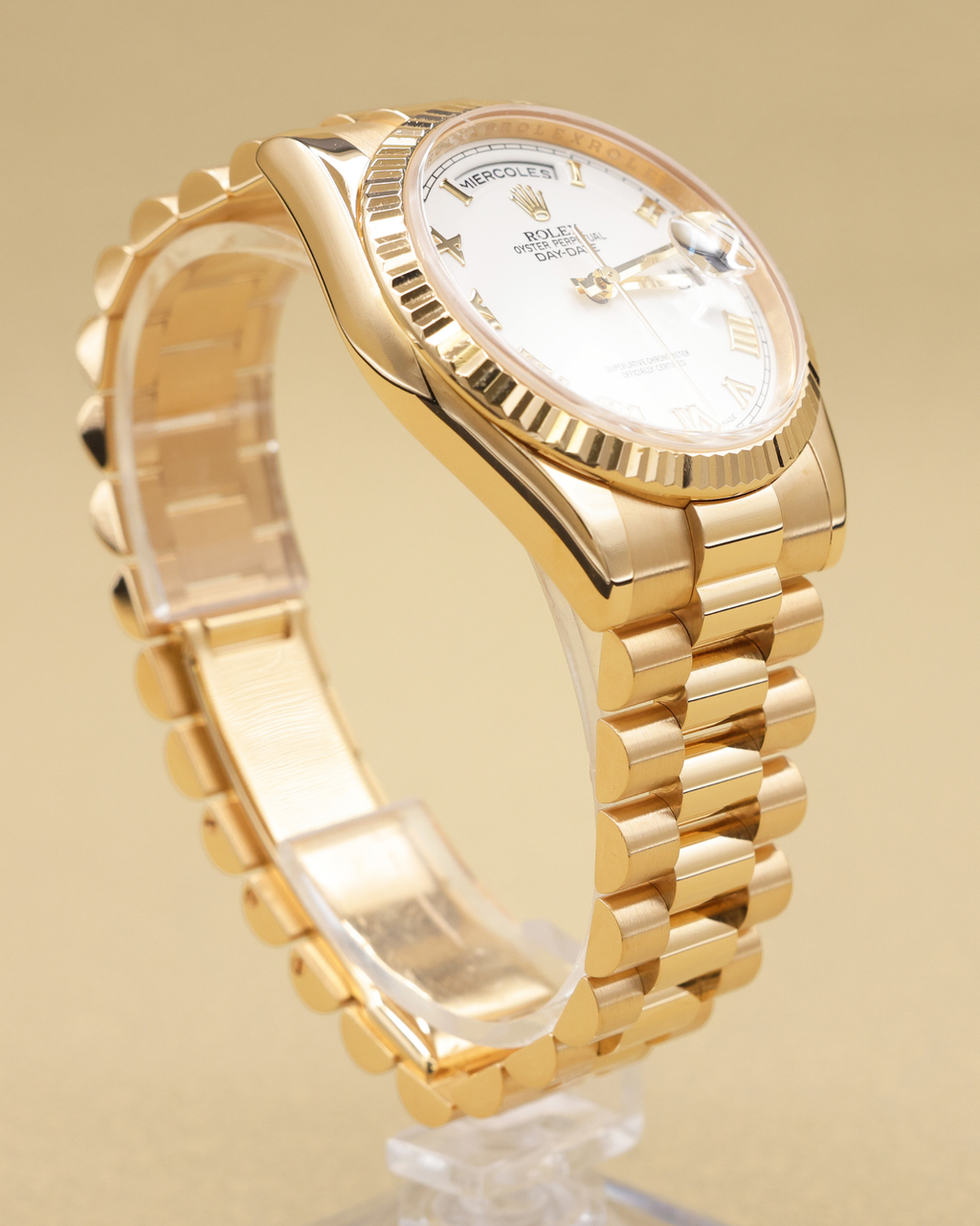 Rolex Day-Date 36 White Roman Dial on President 118238 Card