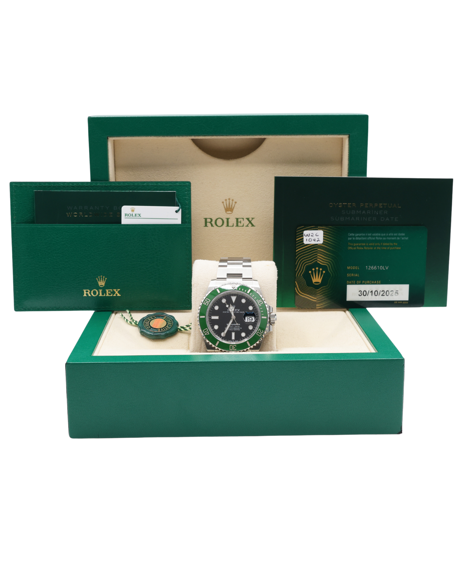 Rolex Submariner Black Dial on Oyster 126610LV Complete 2025