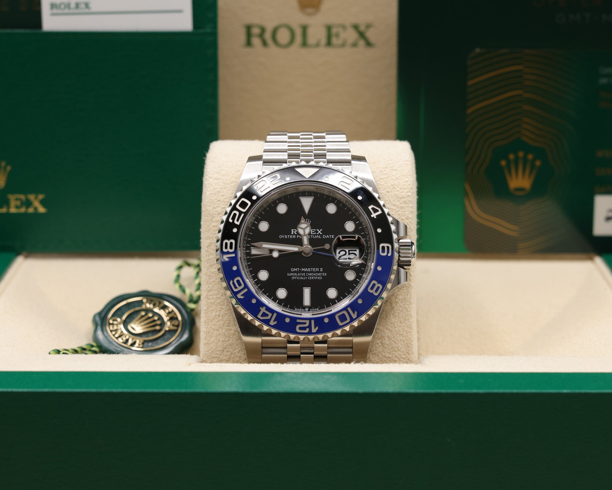 Rolex GMT-Master II Batgirl Black Dial on Jubilee 126710BLNR Complete 2023
