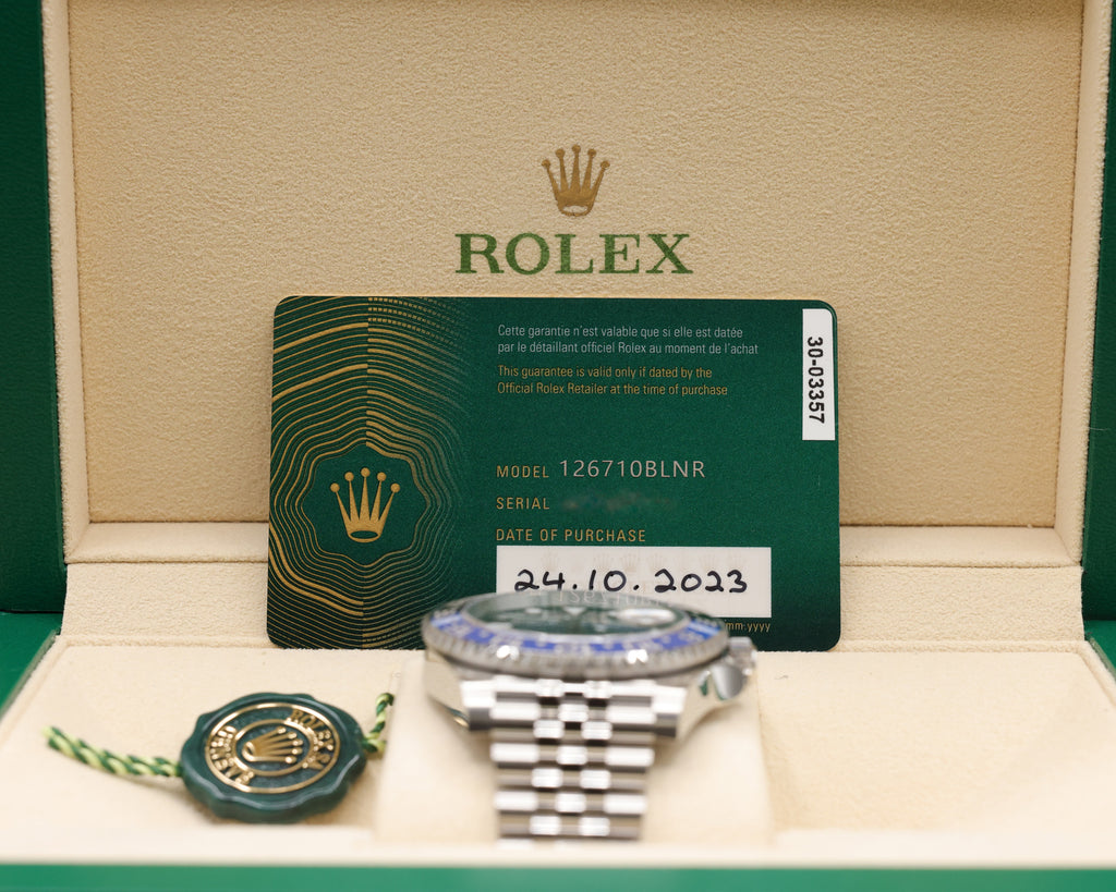 Rolex GMT-Master II Batgirl Black Dial on Jubilee 126710BLNR Complete 2023