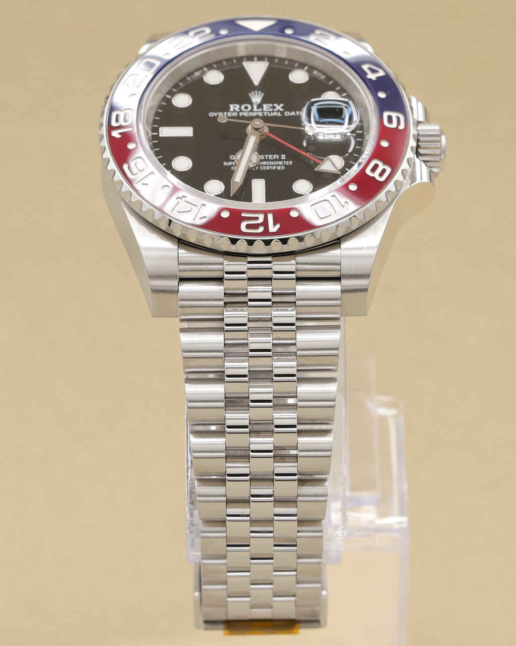 Rolex GMT-Master II Pepsi Black Dial on Jubilee 126710BLRO Complete 2019