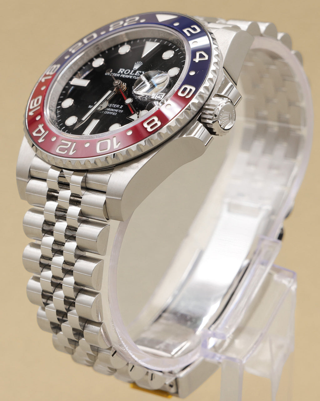 Rolex GMT-Master II Pepsi Black Dial on Jubilee 126710BLRO Complete 2019