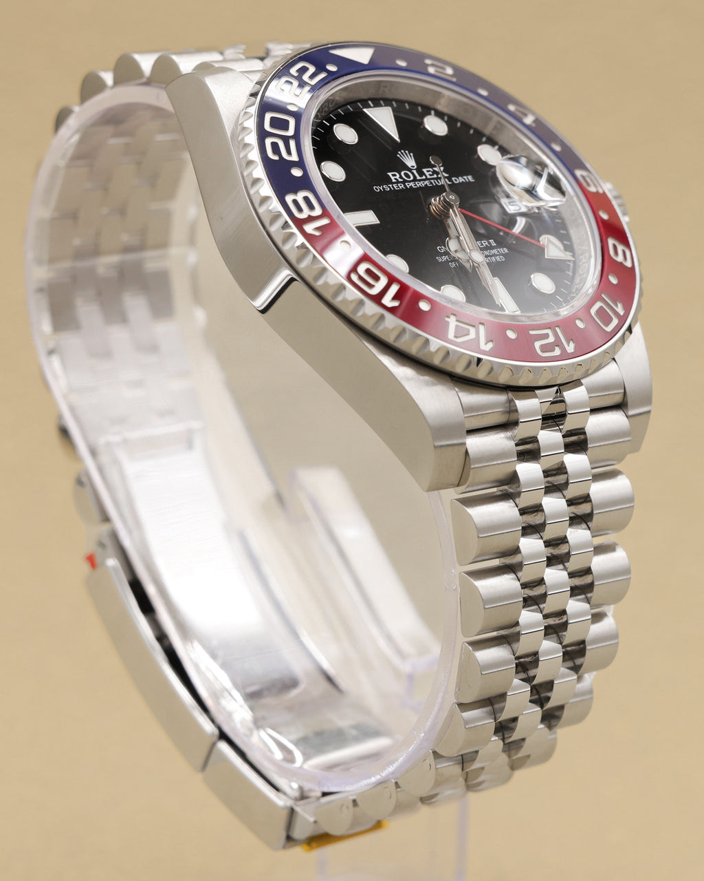 Rolex GMT-Master II Pepsi Black Dial on Jubilee 126710BLRO Complete 2019