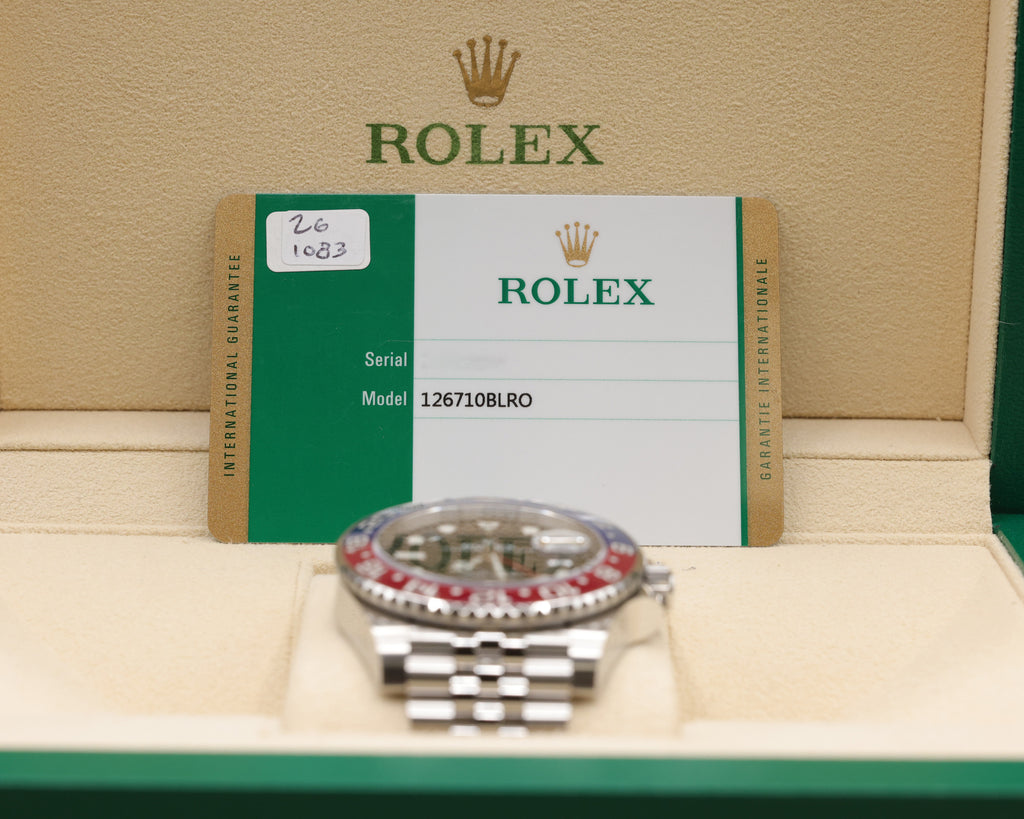 Rolex GMT-Master II Pepsi Black Dial on Jubilee 126710BLRO Complete 2019