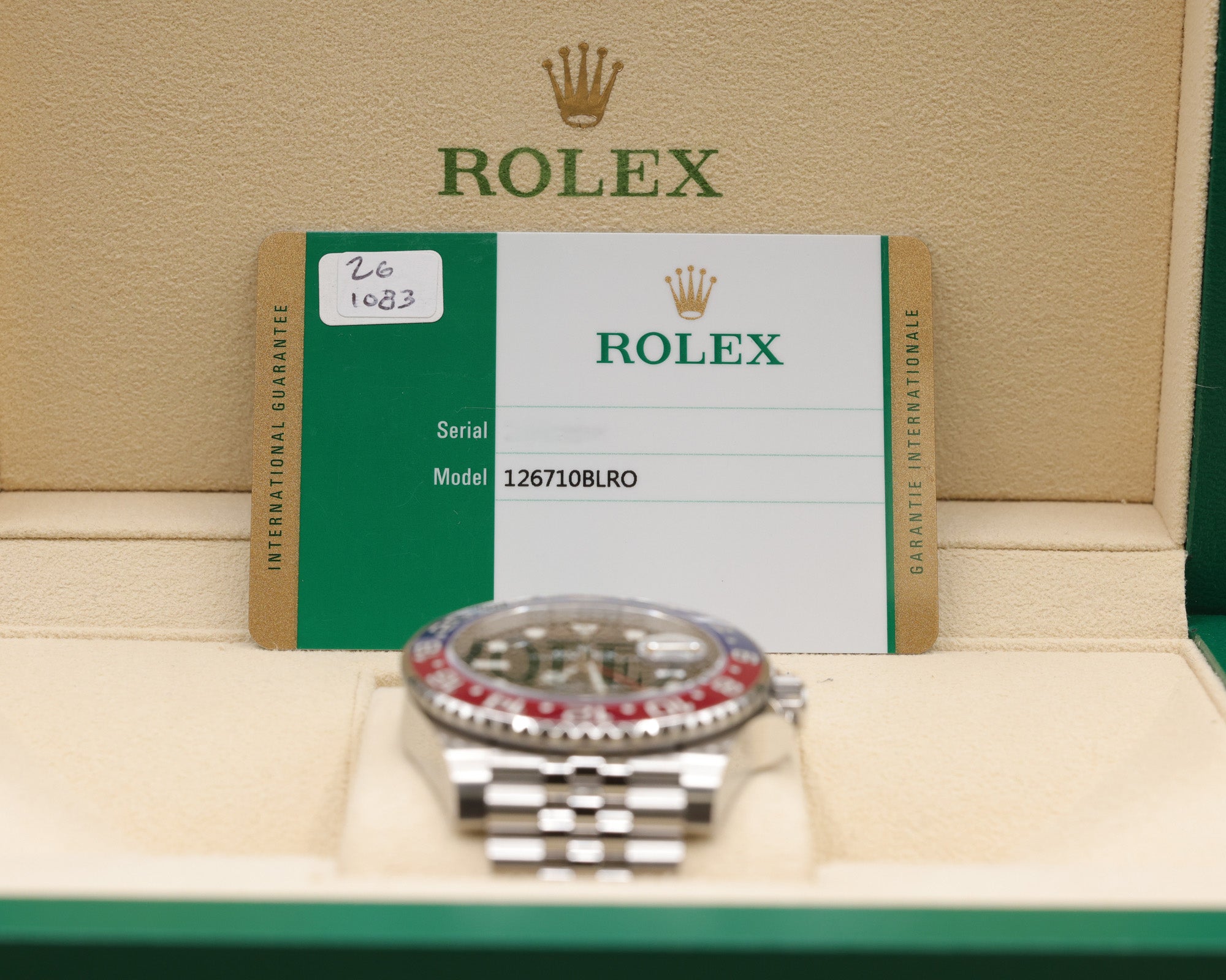 Rolex GMT-Master II Pepsi Black Dial on Jubilee 126710BLRO Complete 2019