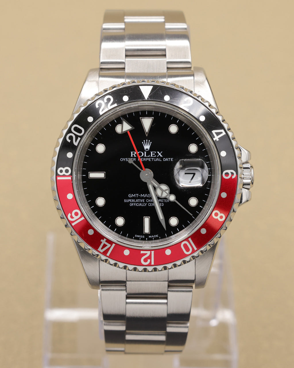 Rolex GMT-Master II Coke Black Dial on Oyster 16710 with Box 2002