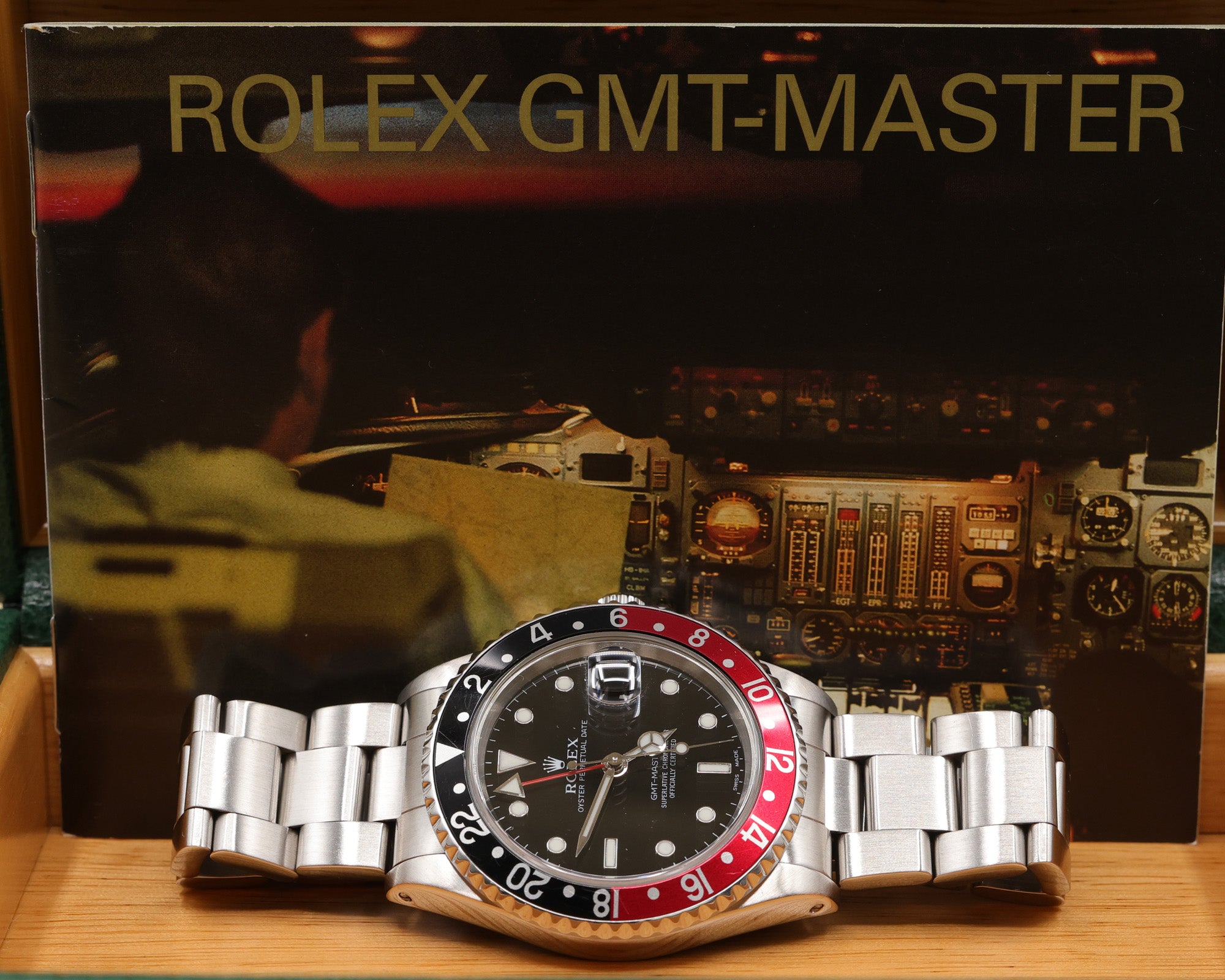 Rolex GMT-Master II Coke Black Dial on Oyster 16710 with Box 2002