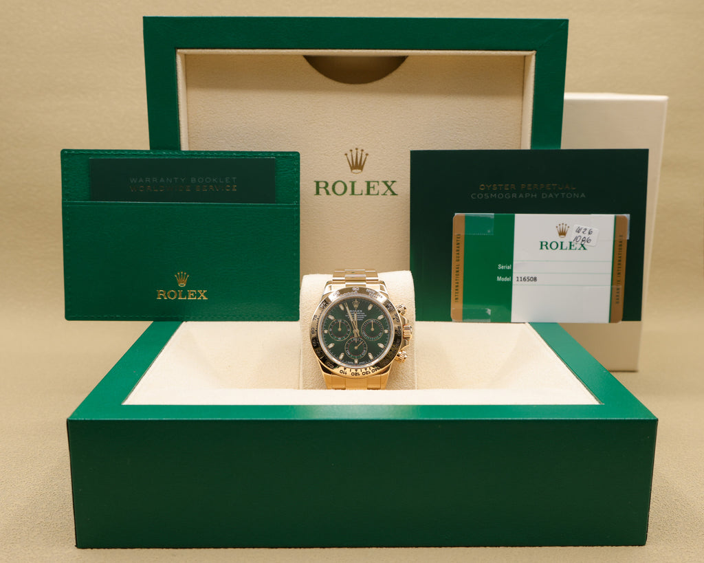Rolex Daytona Green Stick Dial on Oyster 116508 Complete 2021