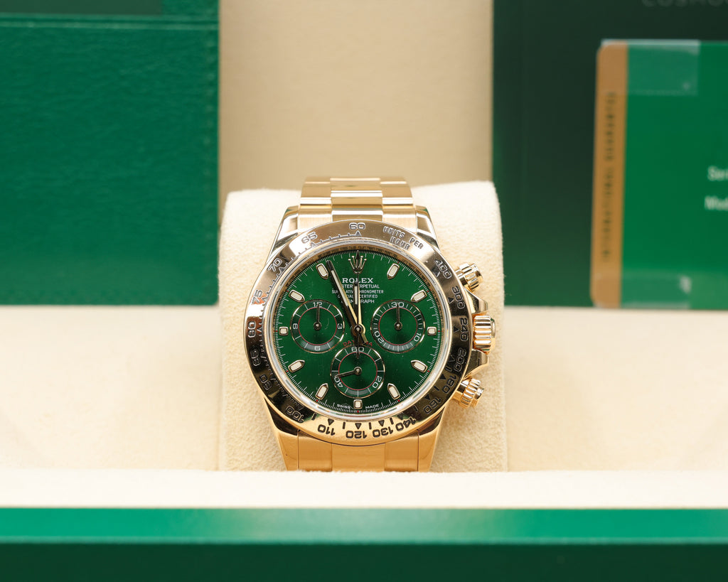 Rolex Daytona Green Stick Dial on Oyster 116508 Complete 2021