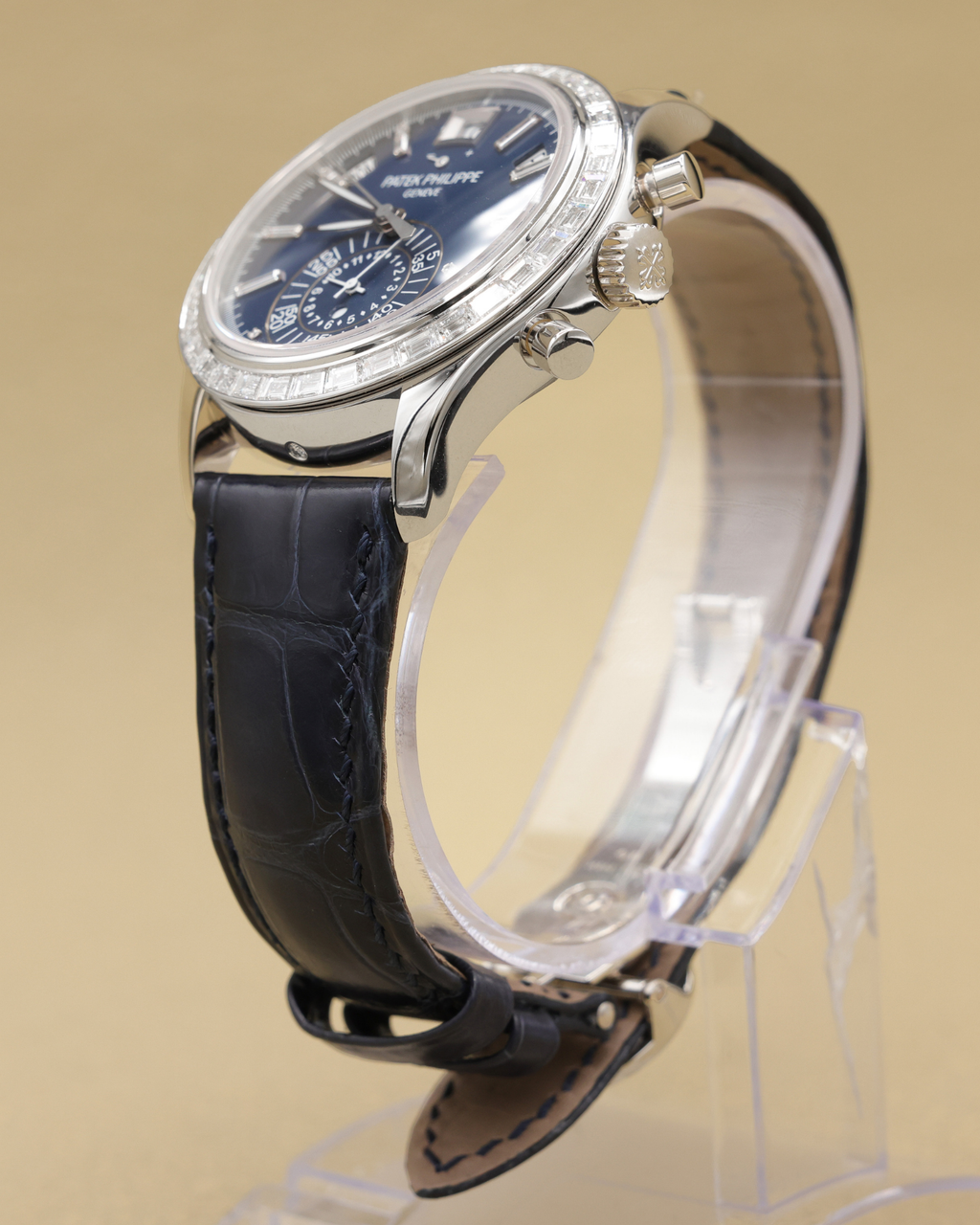 Patek Philippe Annual Calendar Chronograph Complications Matt Blue Dial on Alligator leather with square scales, hand-stitched, shiny navy blue 5961P-001 Complete 2026