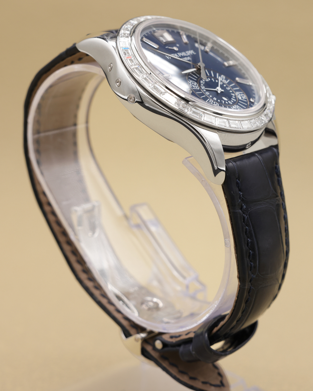 Patek Philippe Annual Calendar Chronograph Complications Matt Blue Dial on Alligator leather with square scales, hand-stitched, shiny navy blue 5961P-001 Complete 2026