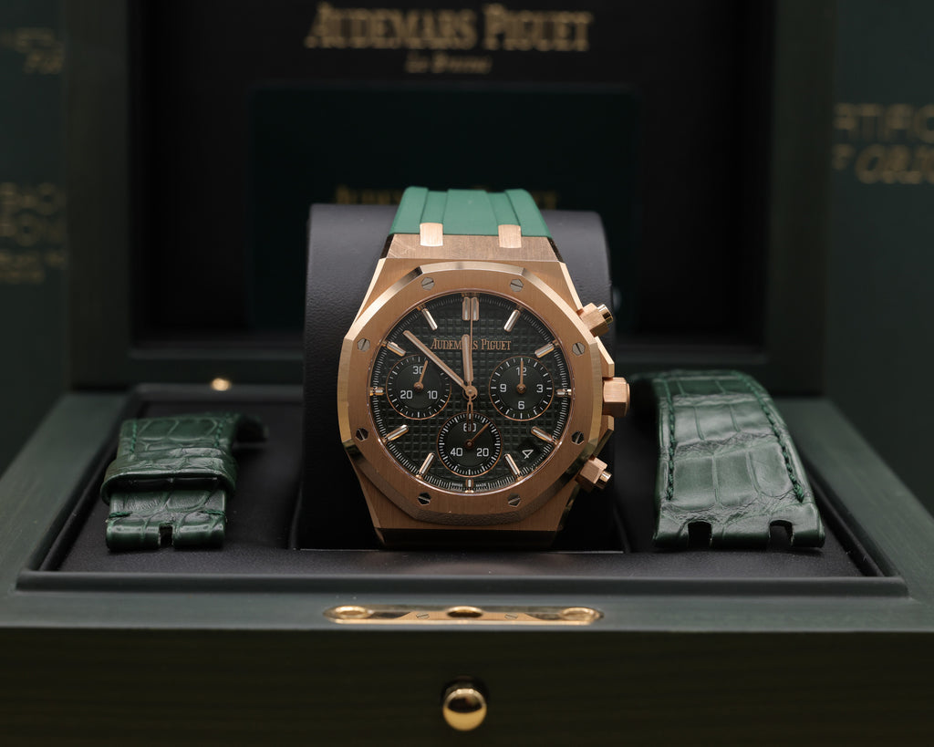 Audemars Piguet Royal Oak Chronograph Green Dial on Leather Strap 26240OR.OO.D404CR.02 Complete 2022