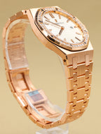 Audemars Piguet Royal Oak Quartz Ladies Silver Dial on Rose Gold Bracelet 67651OR.ZZ.D010CA.01 Papers 2014