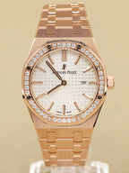 Audemars Piguet Royal Oak Quartz Ladies Silver Dial on Rose Gold Bracelet 67651OR.ZZ.D010CA.01 Papers 2014