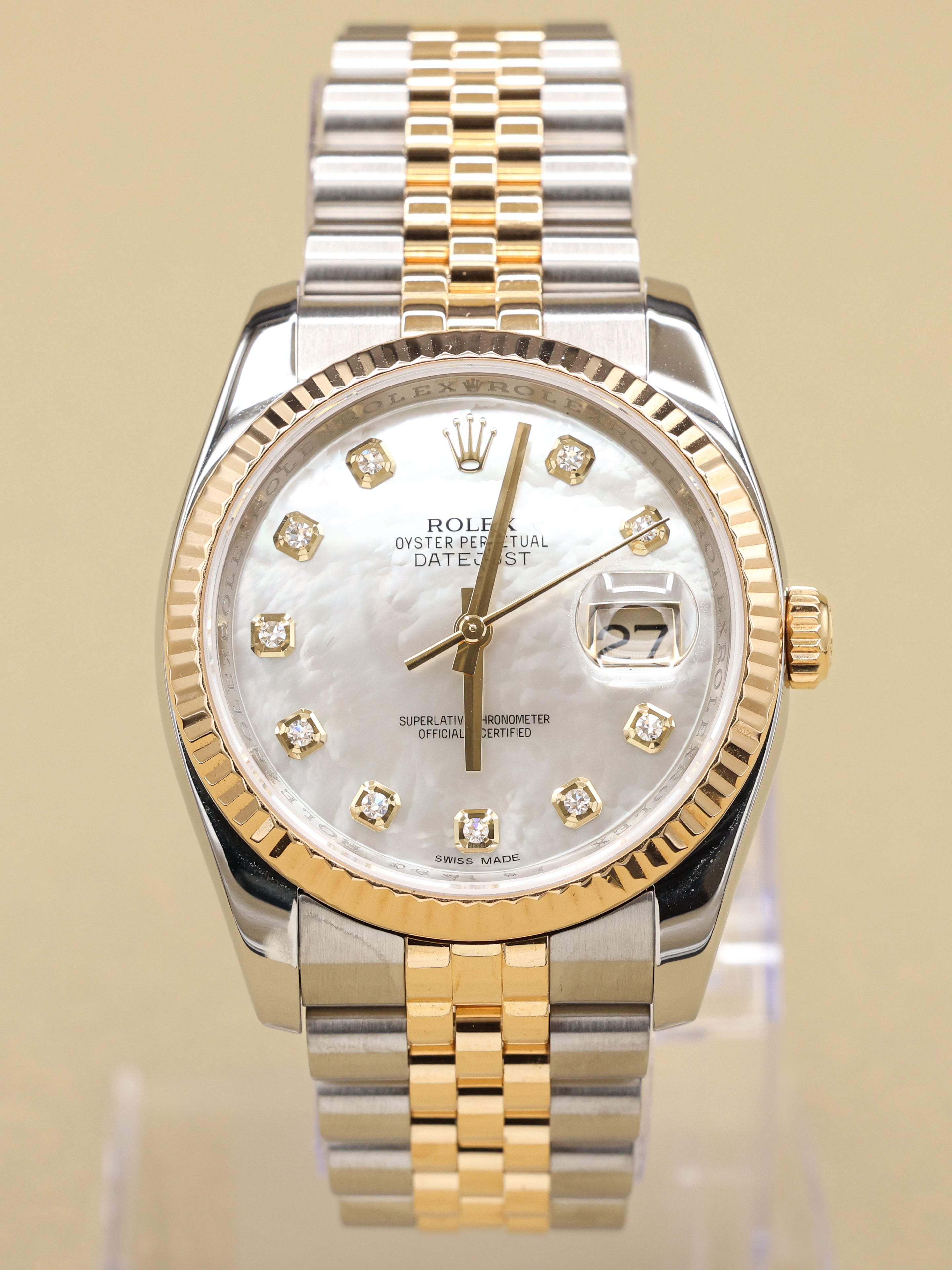 Rolex Datejust 36 Mother of Pearl Diamond Dial on Jubilee 116233 Complete 2013