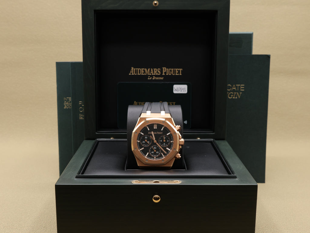 Audemars Piguet Royal Oak Chronograph "50th Anniversary" Black Dial on Strap 26240OR.OO.D002CR.01 Complete