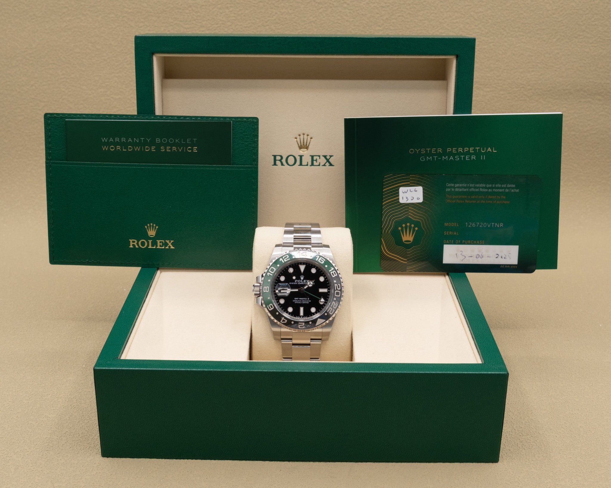 Rolex GMT-Master II "Sprite" Black Dial on Oyster 126720VTNR Complete 2025