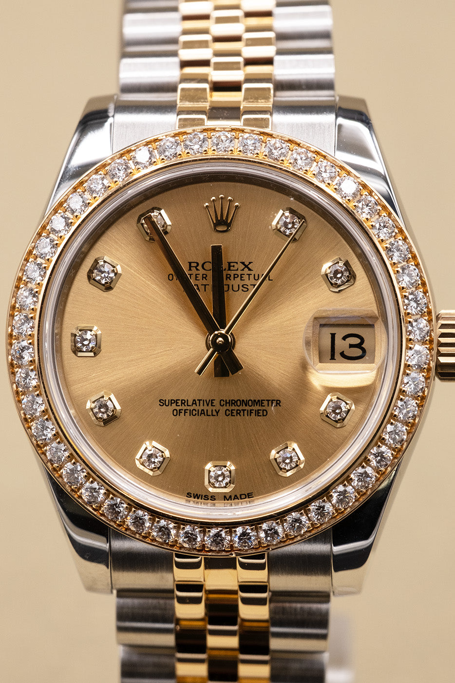 Rolex Datejust 31 Champagne Diamond Dial on Jubilee 178383 Complete 2016