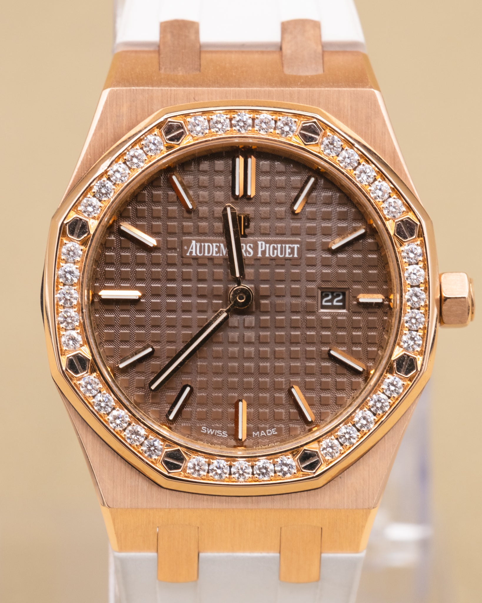 Audemars Piguet Royal Oak Quartz Ladies Brown Dial on Rubber Strap 67651OR.ZZ.D080CA.01 Complete 2014