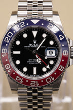Rolex GMT-Master II Pepsi Black Dial on Jubilee 126710BLRO Complete 2022