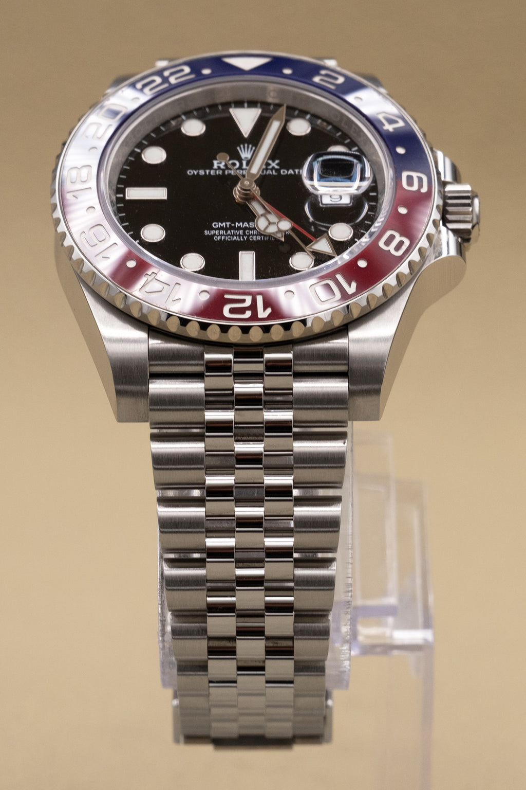 Rolex GMT-Master II Pepsi Black Dial on Jubilee 126710BLRO Complete 2022