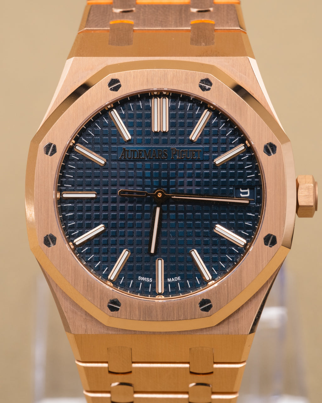 Audemars Piguet Royal Oak Blue Dial on Rose Gold 15510OR.OO.1320OR.03 Complete