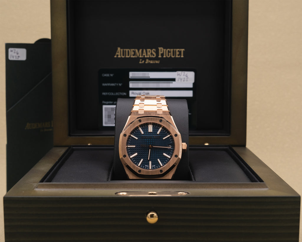 Audemars Piguet Royal Oak Blue Dial on Rose Gold 15510OR.OO.1320OR.03 Complete