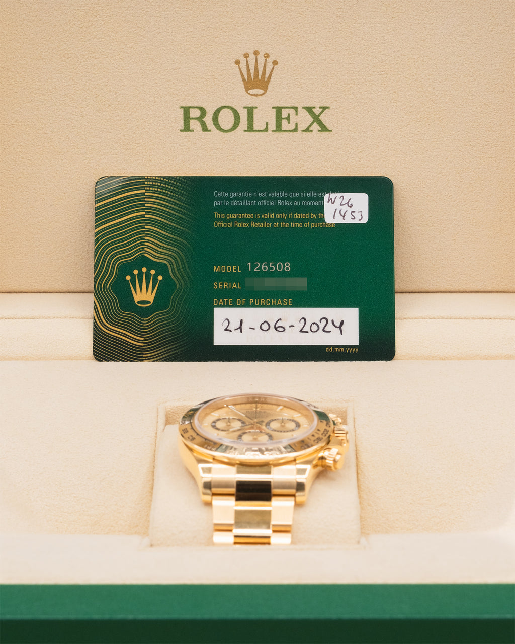 Rolex Daytona Golden Index Dial on Oyster 126508 Complete 2024