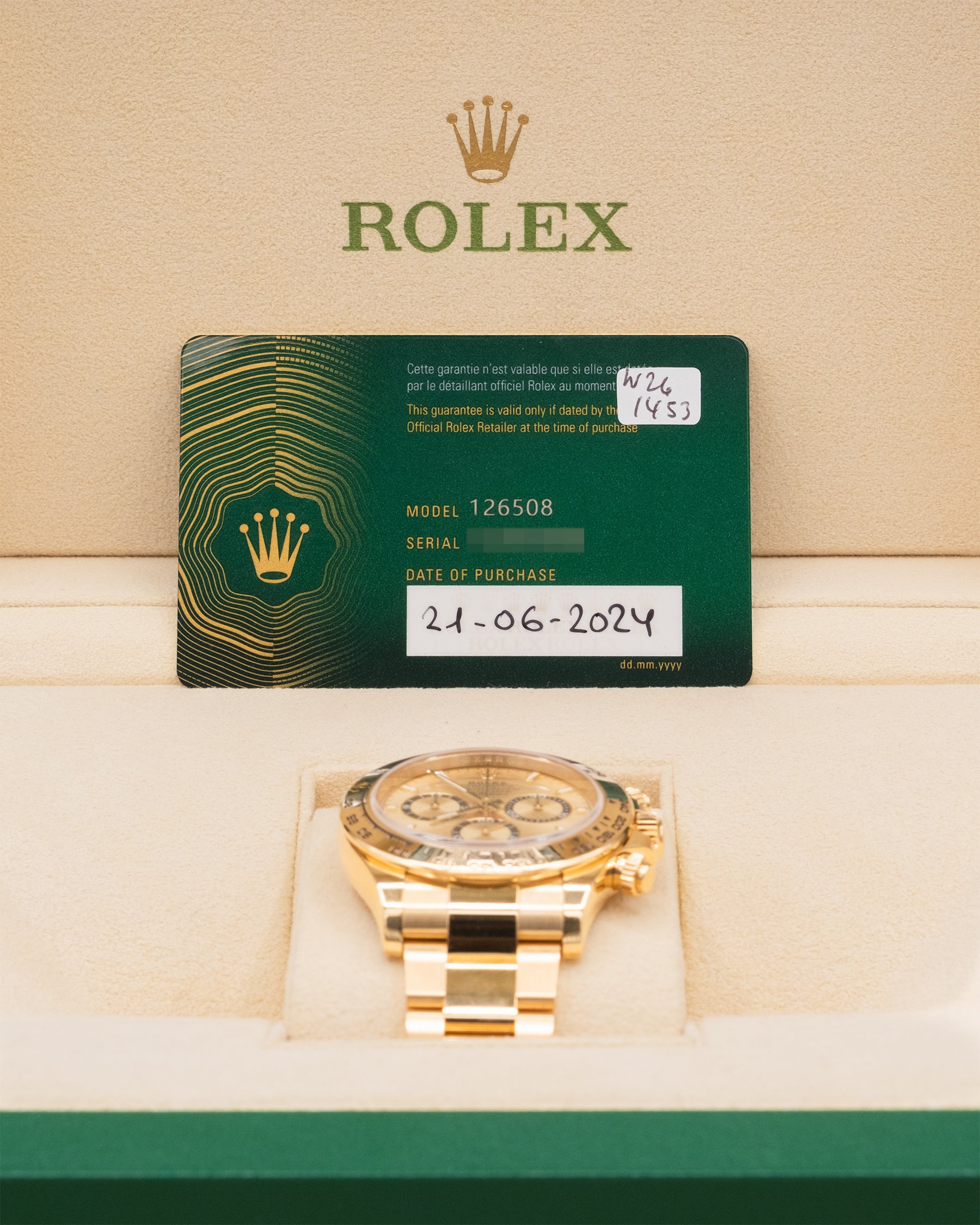 Rolex Daytona Golden Index Dial on Oyster 126508 Complete 2024