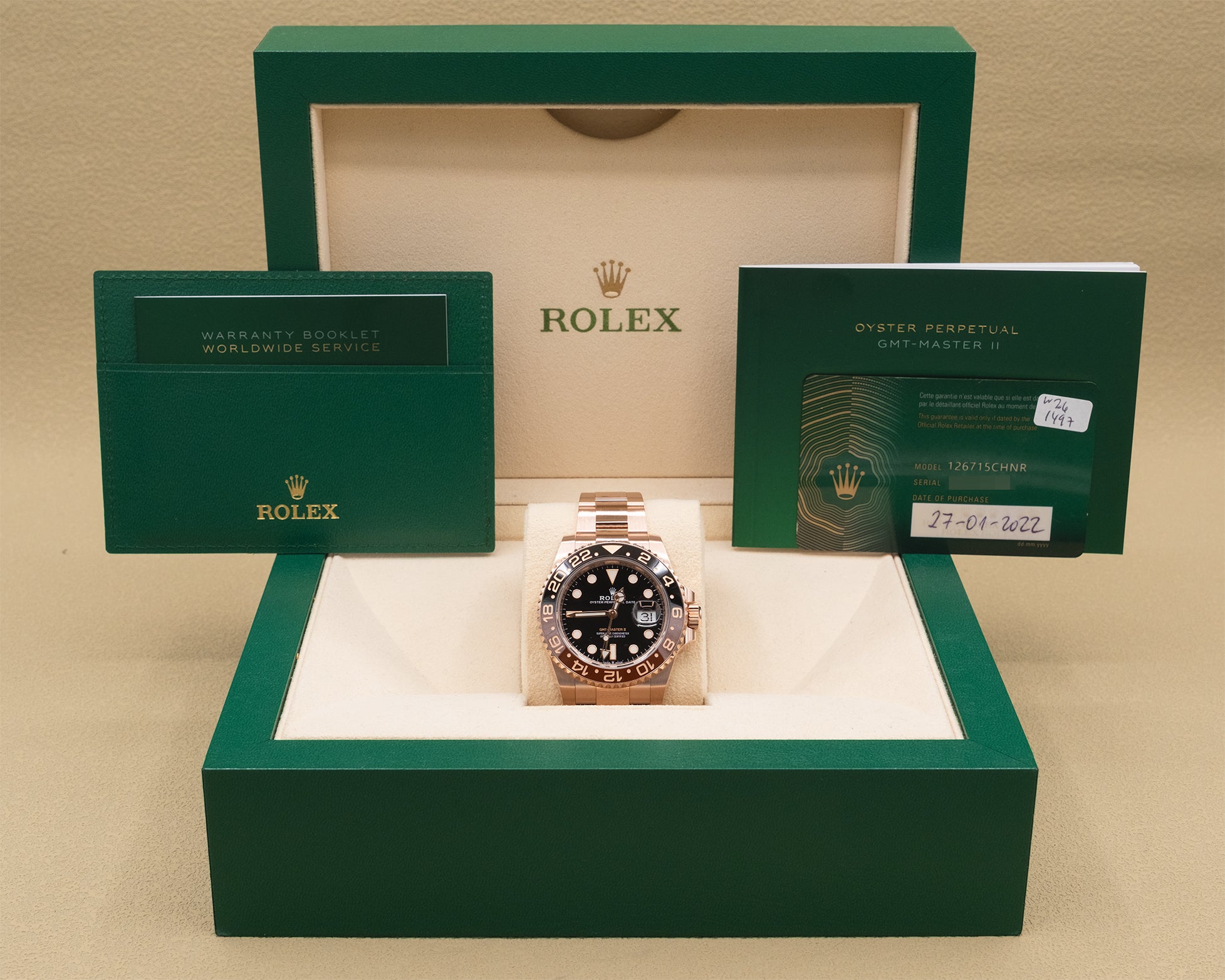 Rolex GMT-Master II "Root Beer" Black Dial on Oyster 126715CHNR Complete 2022