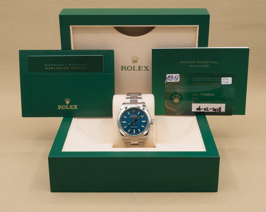 Rolex Milgauss Blue Dial on Oyster 116400GV Complete 2023