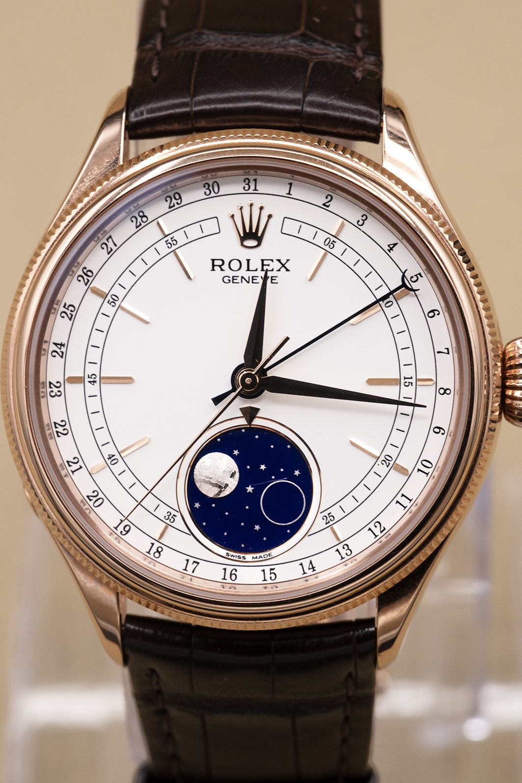 Rolex Cellini Moonphase White Dial on Leather Strap 50535 Complete 2022